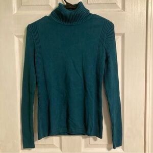 100% cotton teal turtleneck sweater
